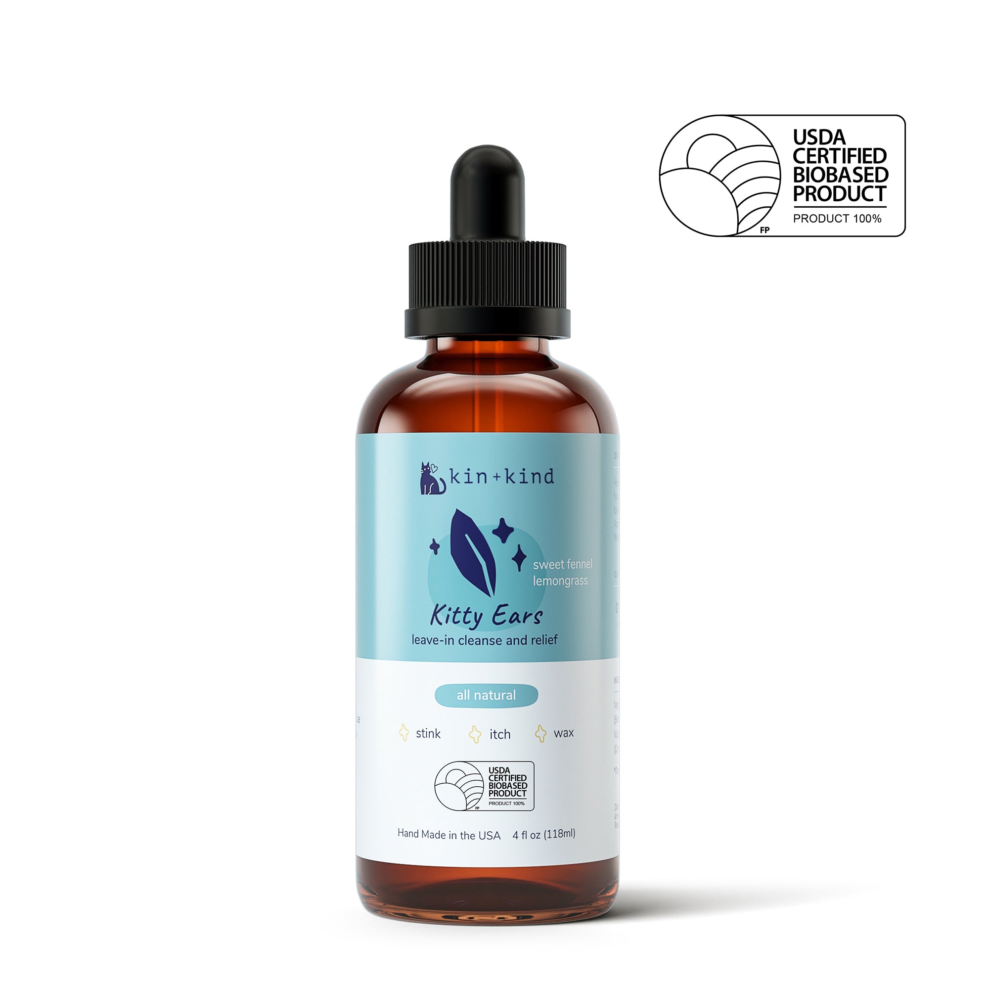 kin+kind Kitty Ears 100% Natural Leave-In Cat Ear Cleaner kin+kind Kitty Ears 100% Natural Leave-In Cat Ear Cleaner