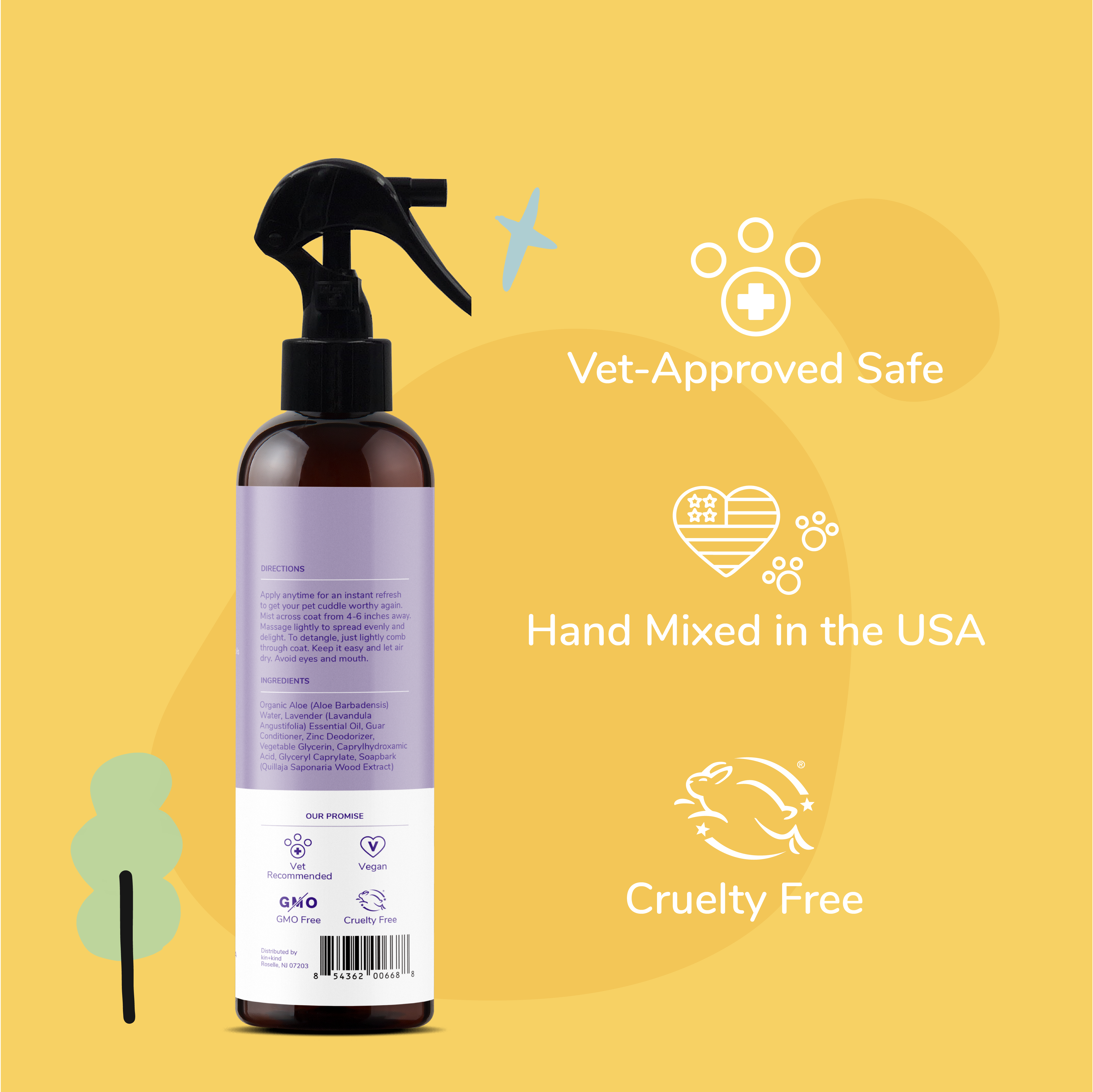 Lavender Coat Spray for Dog & Cat Smells – kin+kind - Natural & Organic -  Pet Grooming & Wellness