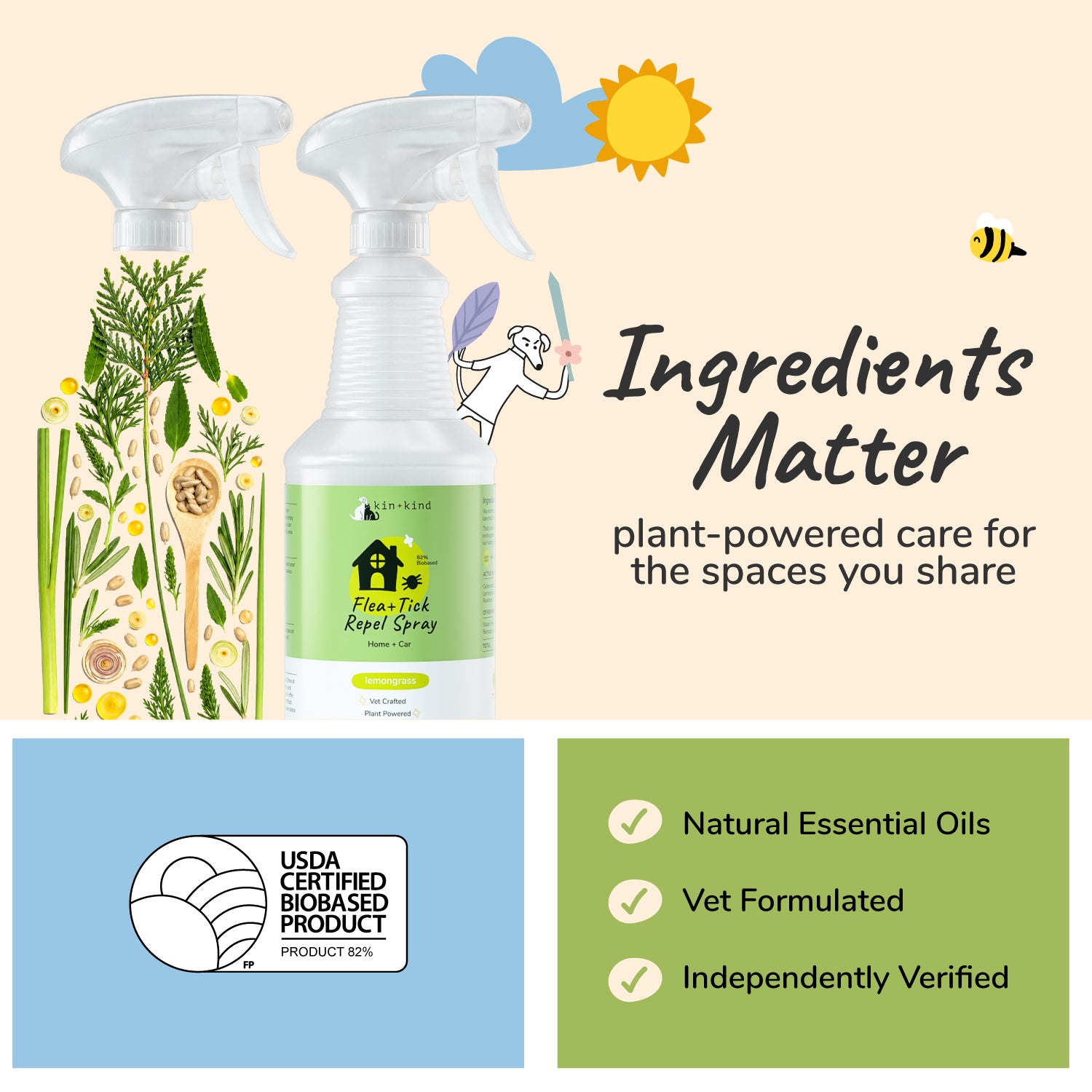 Flea+Tick Home+Car Spray (Lemongrass) | Large