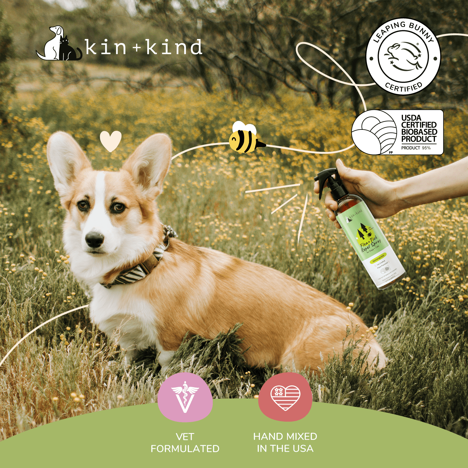 Flea+Tick Protect Spray (Lemongrass) – kin+kind - Natural & Organic - Pet Grooming & Wellness