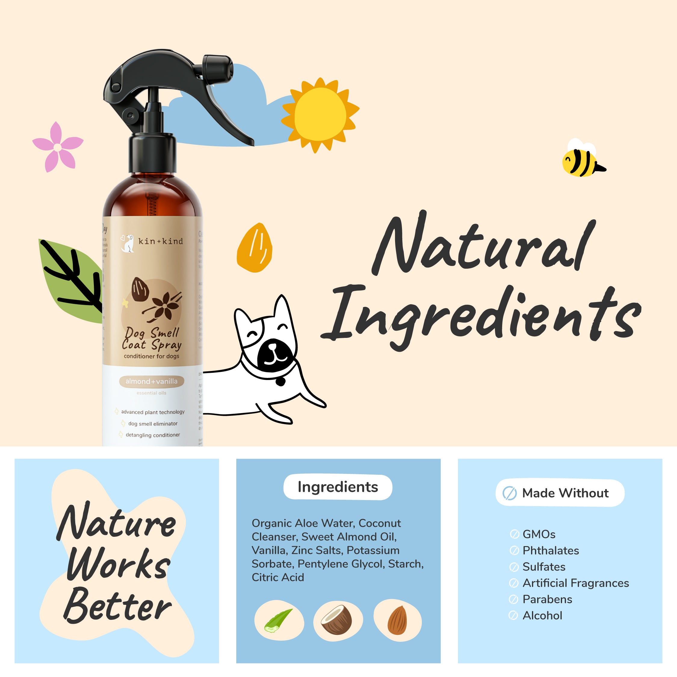 Dog Smell Coat Spray  (Almond+Vanilla)