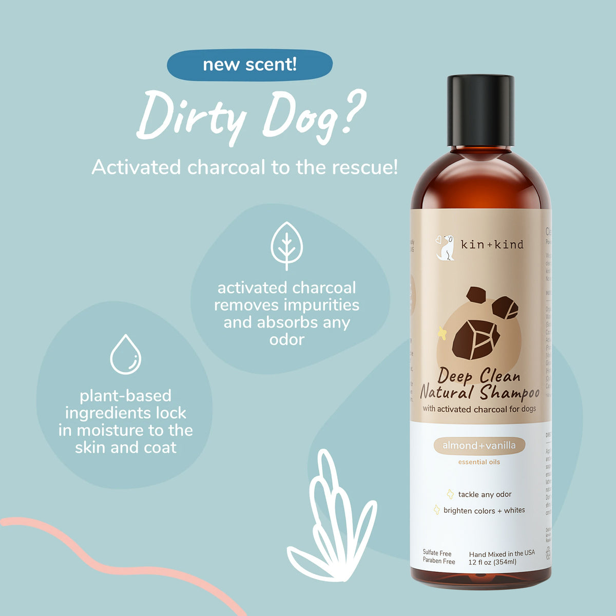 Deep Clean Dog Shampoo (Almond+Vanilla) kin+kind Natural & Organic