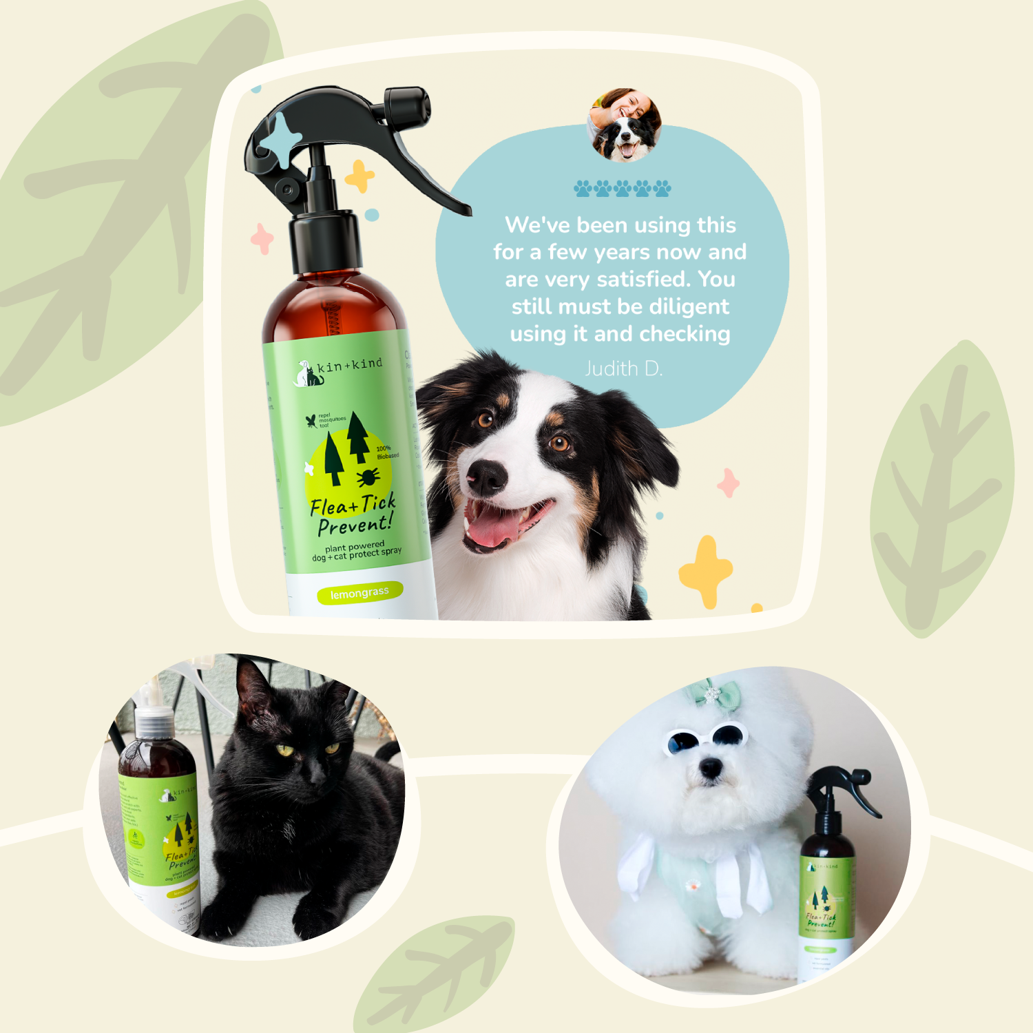 Flea Tick Lemongrass Repel Dog Cat kin kind Natural